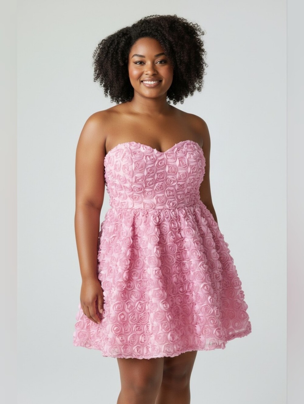 Ashley Stewart Pink Rosette Strapless Mini Dress NWT Size 18/20 Plus 2X Floral